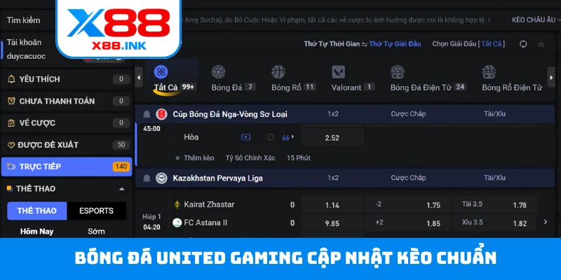 Bóng đá United Gaming cập nhật kèo chuẩn